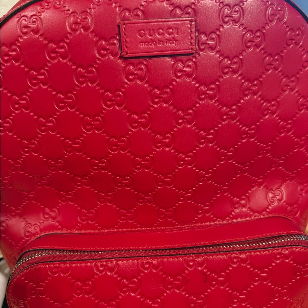 Gucci Red Embossed Backpack